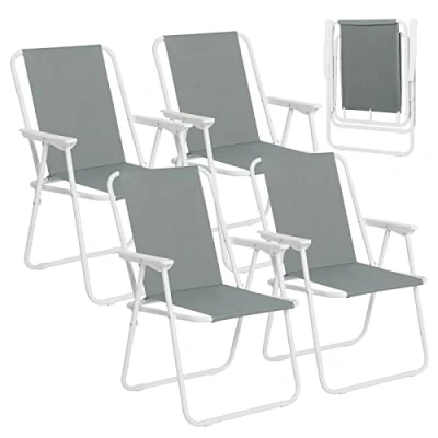 Immagine di WOLTU Sedia Pieghevole da Giardino, Set di 4, Sedie Campeggio Spiaggia Mare Portatile, Pieghevoli esterno Leggera Salvaspazio, Grigio Scuro, CPS8151dgr 4