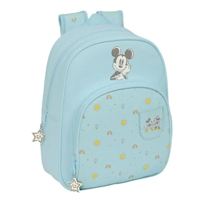Immagine di Safta MICKEY MOUSE BABY Zaino per bambini, ideale bambini di diverse età, comodo e versatile, qualità resistenza, 28 x 10 34 cm, colore azzurro, Blu chiaro, Estándar, Casual