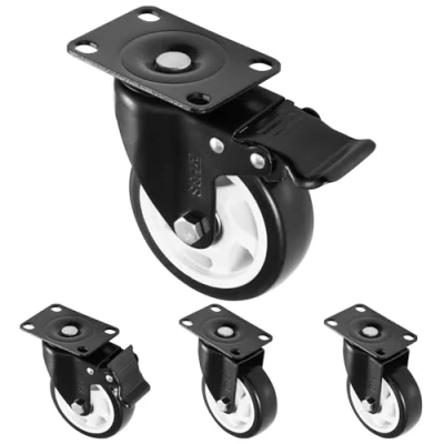 Immagine di H&amp;S Ruote per Mobili Set di 4 Rotelle Ø 100 mm Carrello Carichi Pesanti con 2 Freni Piroettanti Spostare fino a 600 kg
