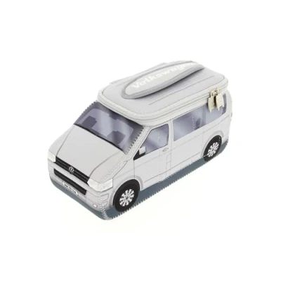Immagine di BRISA VW Collection Volkswagen beauty case da viaggio in Neoprene trousse trucchi, porta oggetti con manico, Campervan T5 Bus design (Argento/Grande)