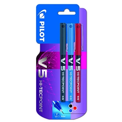 Immagine di PILOT BX V5 Set di 3 pennarelli, inchiostro liquido, colore: nero, blu e rosso