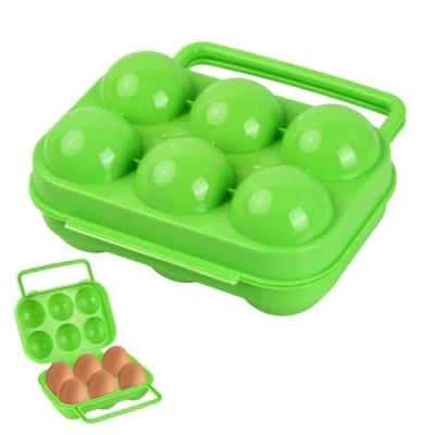 Immagine di Volumoon Contenitore per Uova, 6 Porta di Uova a Griglia, Portauova in Plastica, Vassoio Portatile, Distributore Cucina, Viaggio, Campeggio (Verde)