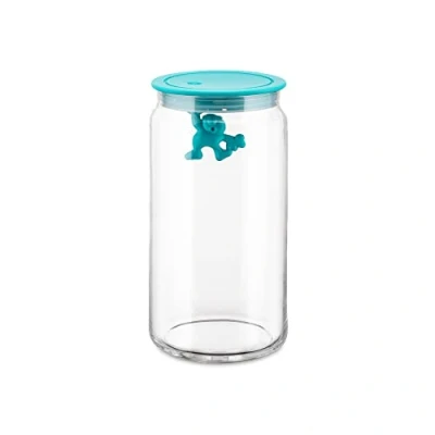 Immagine di Alessi Storage Jar Gianni A Little Man Holding On Tight AMDR06 AZ Blue 1.4 L by Mattia Di Rose