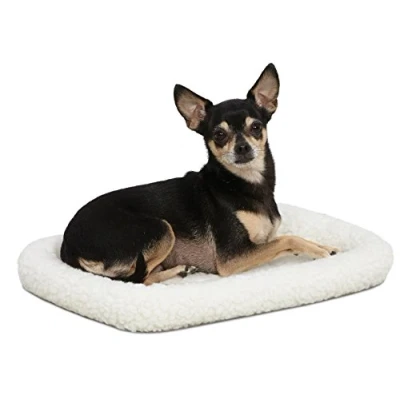 Immagine di MidWest Homes for Pets Comodo letto per cani a cuscino lungo 45,72 cm, o gatti, adatto una gabbia lunga compatibile con lavatrice e asciugatrice, modello 40218, in pile bianco