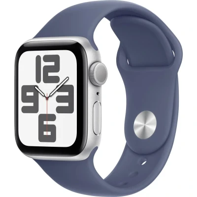 Immagine di Apple Watch SE 2024 40mm Argento (Cinturino Silicone Blu M/L)