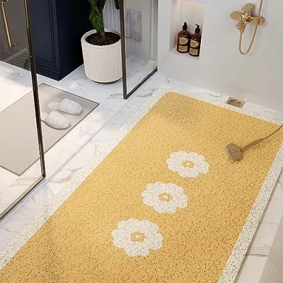 Immagine di tappetino da doccia antiscivolo, in morbida luffa testurizzata, per interna, antimuffa, ad asciugatura rapida, bagno lavandino vasca