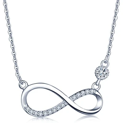 Immagine di Infinite U Collana da donna e ragazza con ciondolo in diamanti a forma di simbolo dell&#039;infinito, argento Sterling 925 intarsiato zirconi, regalo Natale o compleanno