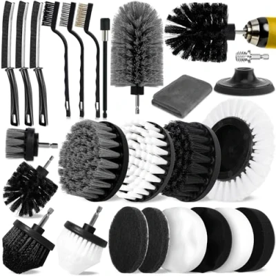 Immagine di POWZOO 24 Pezzi Spazzole per Trapano,Spazzola la Pulizia Delle Fessure，Spazzola di Multifunzionale adatto Cucina, Auto, Bagno, Piastrelle, Bicchiere.