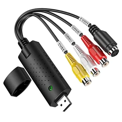Immagine di GLER Convertitore da VHS a digitale, adattatore video USB 2.0 con acquisizione audio, supporto NTSC, PAL, SECAM, scheda di audio/video per Windows 2000, XP e Vista
