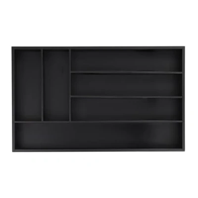 Immagine di Relaxdays Portaposate da Cassetto, 6 Scomparti, HxLxP: 5 x 46 28 cm, Divisorio Tiretto per Posate, in Bambù, Nero