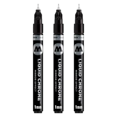 Immagine di Molotow Pennarello liquido cromato con inchiostro speciale per effetto specchio 3 pezzi 1 mm