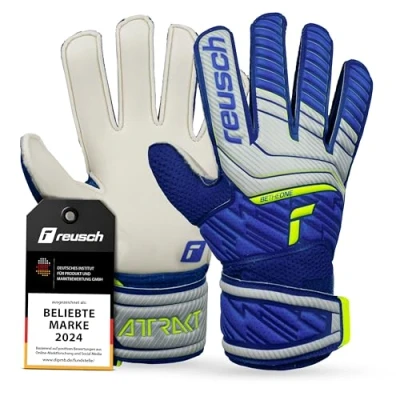 Immagine di Reusch Attrakt Solid Junior Guanti da portiere per i bambini con costruzione cuciture esterne tutte le superfici dei campi gioco