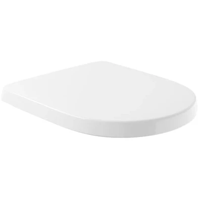 Immagine di Villeroy &amp; Boch O.novo sedile per WC, WC removibile con chiusura ammortizzata, in materiale Duroplast resistente, pezzo di ricambio originale forma a D, bianco, lucido