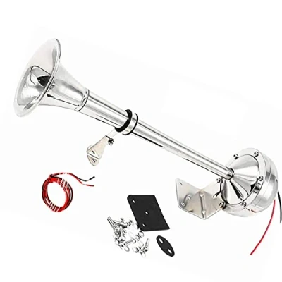 Immagine di YIYIDA Clacson elettrico per auto 150DB Car Horn Tromba barca argento a tubo singolo in acciaio inossidabile camion 304 ad aria adatto 24V yacht ecc
