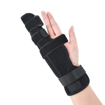 Immagine di Supporti per Dita Traspirante Tutore Mano Rotte Supporto Stecca Dito, Pollice Destro e Sinistro, Mignolo Regolabile Artrite Tendinite Distorsioni Frattura (L)