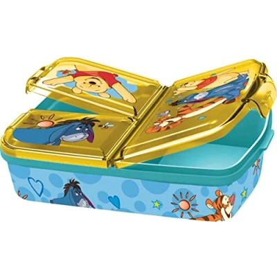 Immagine di p:os Winnie Pooh Contenitore per il pranzo bambini con 3 scomparti, in plastica chiusura a clip, asilo, scuola e tempo libero
