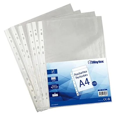 Immagine di WAYTEX Cartella perforata A4, trasparente, grana 40, confezione da 100