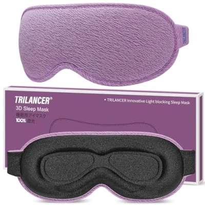 Immagine di Mascherina per Dormire Uomini e Donne, Maschera Occhi Blocca la Luce al 100%, Notte, Benda Dormire, Paraocchi, Copriocchi, Fascia Sonno, Pisolino, Viaggio in Aereo (Viola)