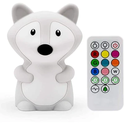 Immagine di Tekemai luce Notturna LED per bambini, Lampada USB Ricaricabile in Silicone Neonati, Touch abat jour da comodino bambino, 9 colori notte, telecomando lampade Regali Volpe