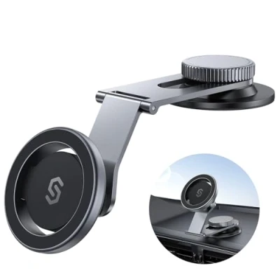 Immagine di SYNCWIRE Adatto a MagSafe supporto da auto per cruscotto universale, schermo Tesla, magnetico auto, braccio pieghevole in lega di alluminio, super stabile iPhone 15