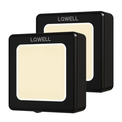 Immagine di LQWELL® Luce Notturna con Presa Pieghevole Sensore Crepuscolare, Lampada LuminositÀ Regolabile, Automatica Presa, di Orientamento (Nero, 2 Pezzi)