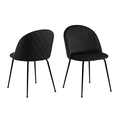 Immagine di AC Design Furniture Lolly Sedie da Pranzo Set di 2, l: 54 x 49.5 A: 80.5 cm, Nero/Nero, Velluto/Metallo, 2 Pz