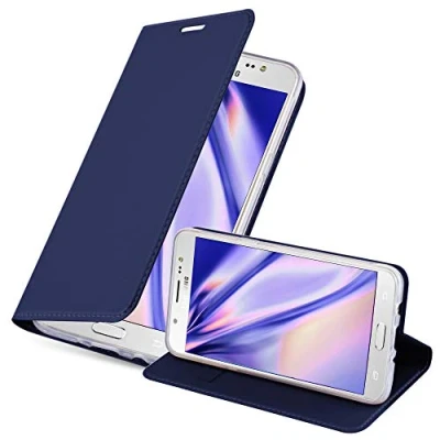 Immagine di Cadorabo Custodia Libro per Samsung Galaxy J5 2016 in CLASSY BLU SCURO con Vani di Carte, Funzione Stand e Chiusura Magnetica Portafoglio Cover Case Wallet Book Etui Protezione