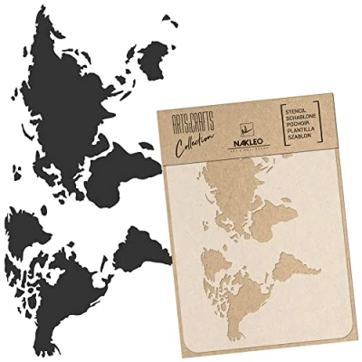 Immagine di Stencil in plastica riutilizzabile fai da te // A3 A4 A5 CRAFT MAPPA DEL MONDO Artigianato Mobili Scrapbooking Decoupage (A5)