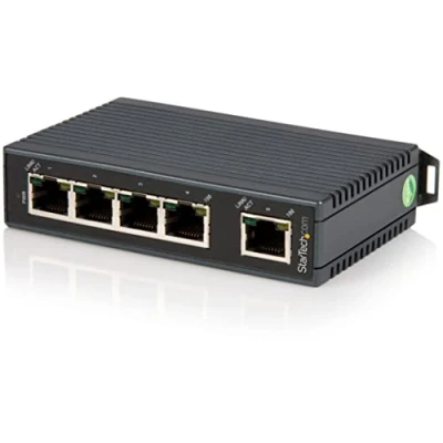 Immagine di Startech.Com Switch di Rete Commutatore Industriale Ethernet a 5 Porte, Guida Din / Montabile Parete