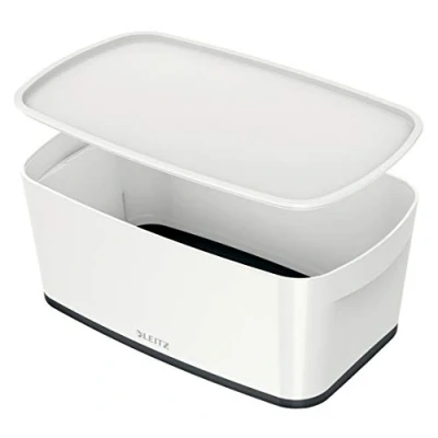 Immagine di Leitz MyBox WOW Contenitore con Coperchio S, per Archiviare Accessori Ufficio e Casa, Bianco Nero, 52291095