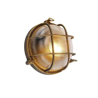 Immagine di Qazqa nautica Appliques Industriale 1 luce L 260 mm Oro/Ottone Illuminazione esterna