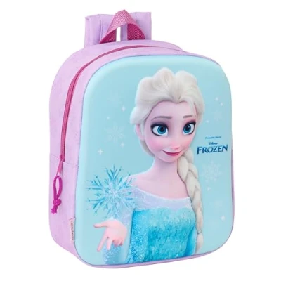 Immagine di Safta FROZEN 3D Zaino da asilo 3D, adattabile al carrello, facile pulire, ideale per bambini di diverse età, comodo e versatile, qualità resistenza, 22 x 10 27 cm, colore lilla, viola,