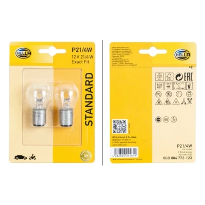 Immagine di HELLA 8GD 004 772 123 Lampade P21/4W 12 4 Alogeno VOLKSWAGEN: Caddy 3, Passat B5 GP Variant, up! Hatchback, MERCEDES BENZ: Classe E Sedan, A
