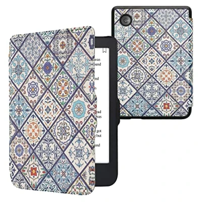 Immagine di kwmobile Custodia eReader Compatibile con Kobo Clara 2E Cover eBook Reader Flip Case blu/arancione/bianco Marocco Style multicolor