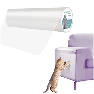 Immagine di Pidsen Protezione Graffi Gatto,45CM*4M Antigraffio per Gatti Nano Nastro Adesivo Porta, Trasparente PVC Divano Protezioni, e Mobili