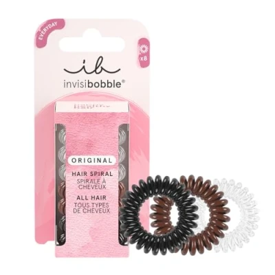 Immagine di Invisibobble Elastici per capelli a spirale trasparenti, neri e marroni Original x8 donna che non lasciano il segno