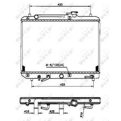 Immagine di NRF 53208 Radiatore motore Alluminio 518 350 16 Alette di raffreddamento saldate