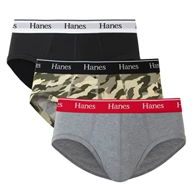 Immagine di Hanes Originals Slip in Cotone Elasticizzato per Uomo, Confezione da 3 Mutande, Nero/Calcestruzzo Heather/Camo, L (Pacco 3)