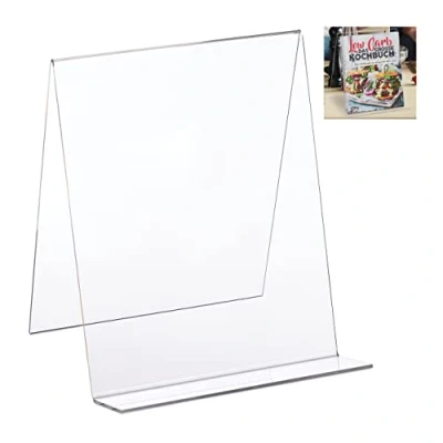 Immagine di Relaxdays, Trasparente Cavalletto, Supporto in Acrilico, Libri da Cucina, A4, Stabile, Leggero, 24x20x20 cm