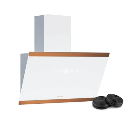 Immagine di KLARSTEIN FlashLine 60 Cappa da Cucina cm, Aspirante, Touchscreen, 524 m3/Ora, Efficienza Energetica A++, LED, Silenziosa: 34,5 Db, Bianco &amp; Rame, Scarico Ricircolo