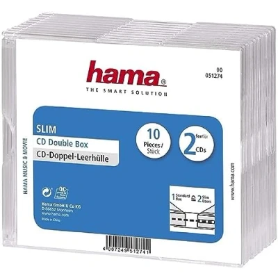 Immagine di Hama Custodia per due CD, Jewel Case, confezione da 10 pezzi, trasparente