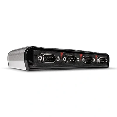 Immagine di Lindy Convertitore da USB a 4 Porte Seriali RS232, Chipset FTDI di Alta Qualità Compatibile con Windows, Mac. Adatto Router, Dispositivi Dotati Porta Seriale, Pin D sub Maschio 9 vie DB9