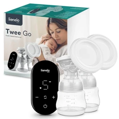 Immagine di LIONELO Twee Go Tiralatte set Pompa elettrica per il latte in doppio con tecnologia di aspirazione a due fasi, Portatile e compatto 9 Livelli 5 massaggio, Silenzioso, LED