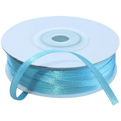 Immagine di AERZETIX C55355 Rotolo di nastro raso satinato 3mm x 50m colore blu cielo striscia imballaggio regalo decorazione matrimonio compleanno festa in poliestere