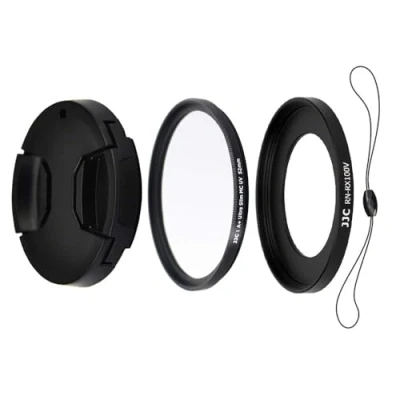 Immagine di JJC Kit per Obiettivo Fotocamera Digitale Sony RX100VA, RX100V, RX100IV, RX100III, RX100II, RX100 include 52mm Adattatore Filtro, Filtro UV, Tappo e Cordoncino