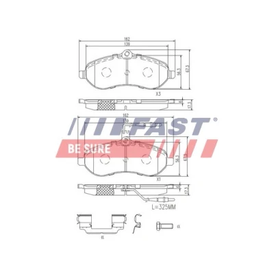 Immagine di FAST FT29133 Kit pastiglie freno Assale anteriore con sensore usura integrato FIAT: Scudo II Van, II, Camion pianale / Telaio