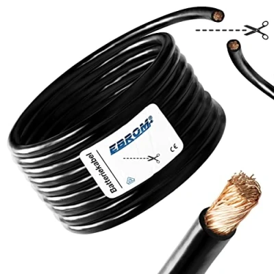 Immagine di Cavo per batteria H07V K da 16 mm², 25 35 mm² o 50 adatto la dell&#039;auto, in 100% rame OFC, acquistabile al metro, di colore nero