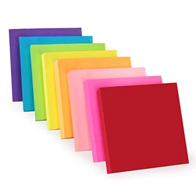 Immagine di ZCZN Foglietti Adesivi per Appunti, in 8 Colori Fluo Assortiti, Removibili, Misura 76 x mm, Blocchetti da 100 Confezionati Singolarmente