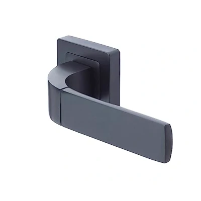 Immagine di Yale YPP7 B PE Coppia di maniglie per porta su Rosone Bologna, colore nero opaco, con foro cilindro incluso, quadrato da 7 mm, interna ed esterna