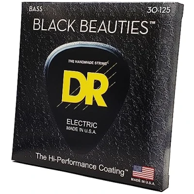 Immagine di DR Strings BKB630 30 125 Medium 6 String Set Handmade Black Beauties corde per basso rivestite